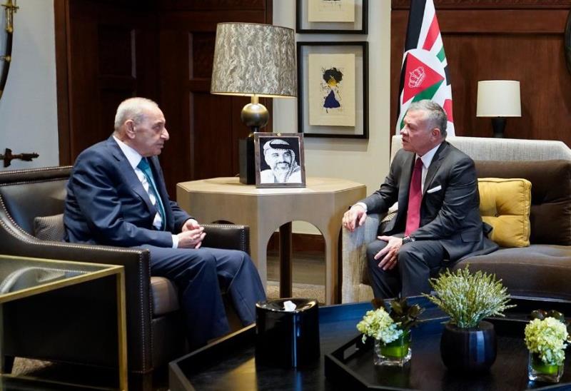 الملك الأردني التقى بري: نرحب بمبادلة الكهرباء بالمياه مع لبنان